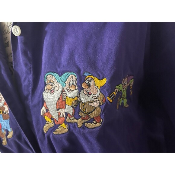 Vintage 90s Disney Store Women’s Purple Button Up Long Sleeve 7 Dwarfs Sz Large - Picture 10 of 16